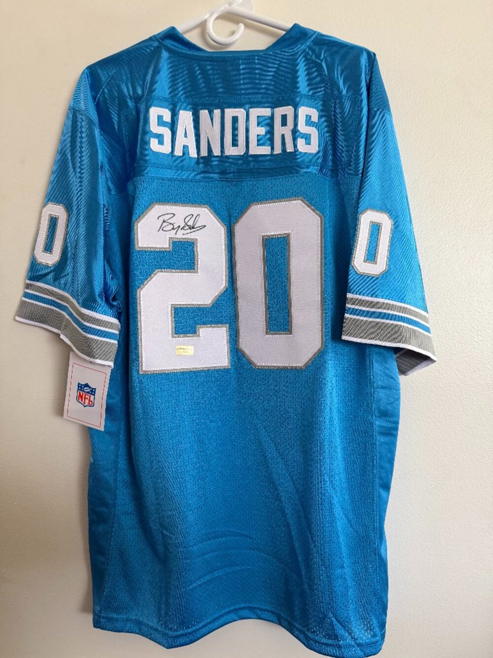 BARRY SANDERS SIGNED DETROIT LIONS AUTOGRAPHED MITCH NESS JERSEY W/COA XL 24-01B